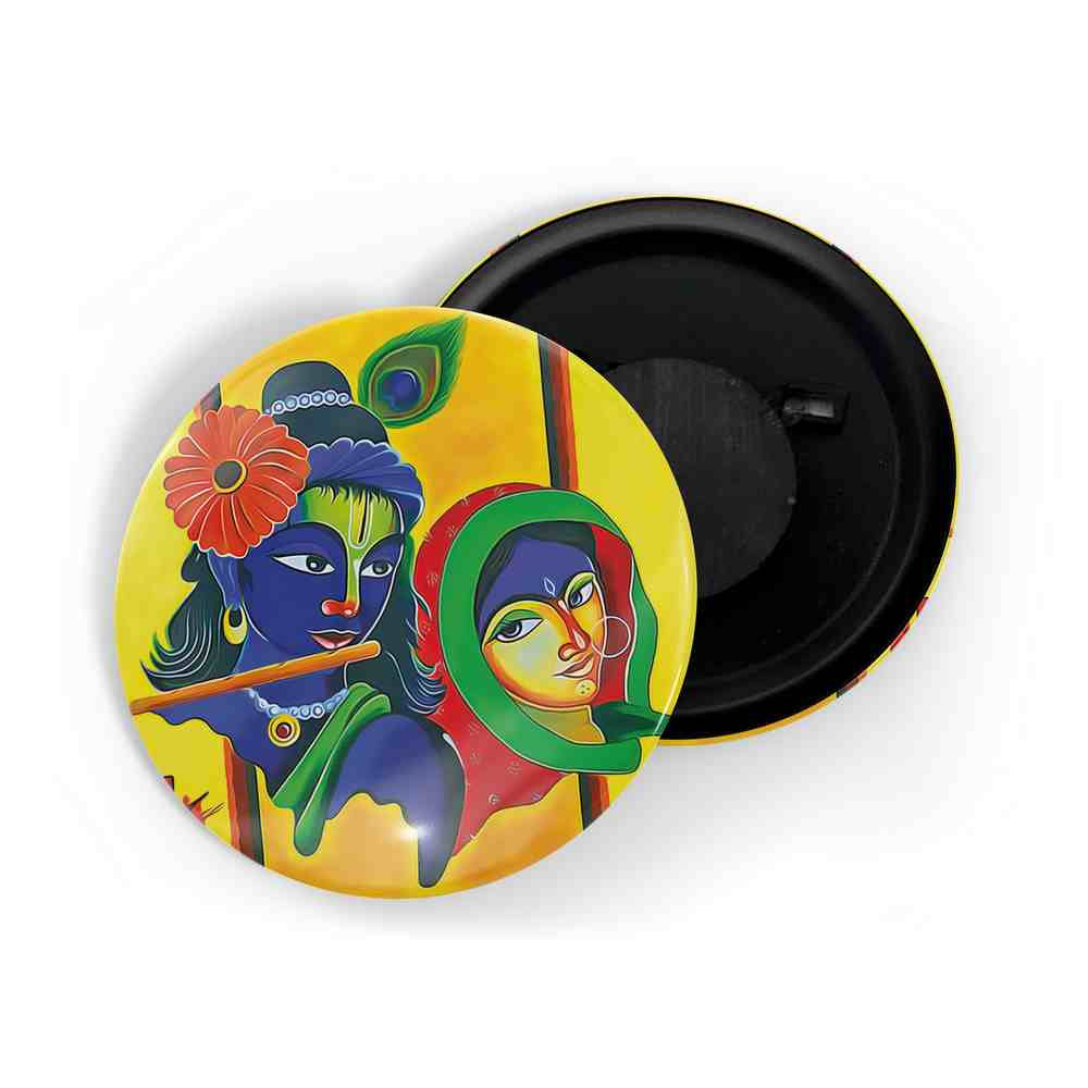 dhcrafts Fridge Magnet Multicolor Radha Krishna D12 Glossy Finish Design Pack of 1 (58mm)